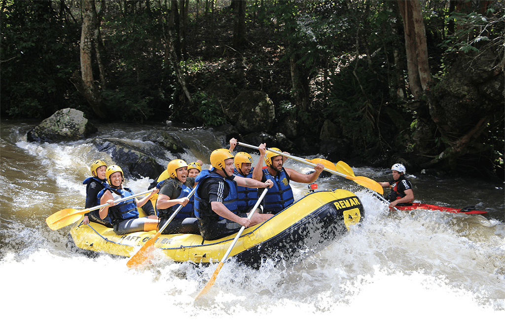 Group of people rafting